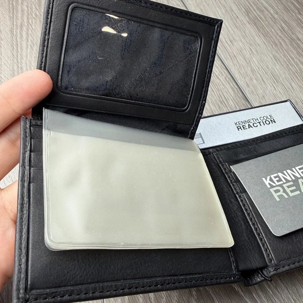 Kenneth Cole Reaction Men's Leather Bi Fold Wallet Black New